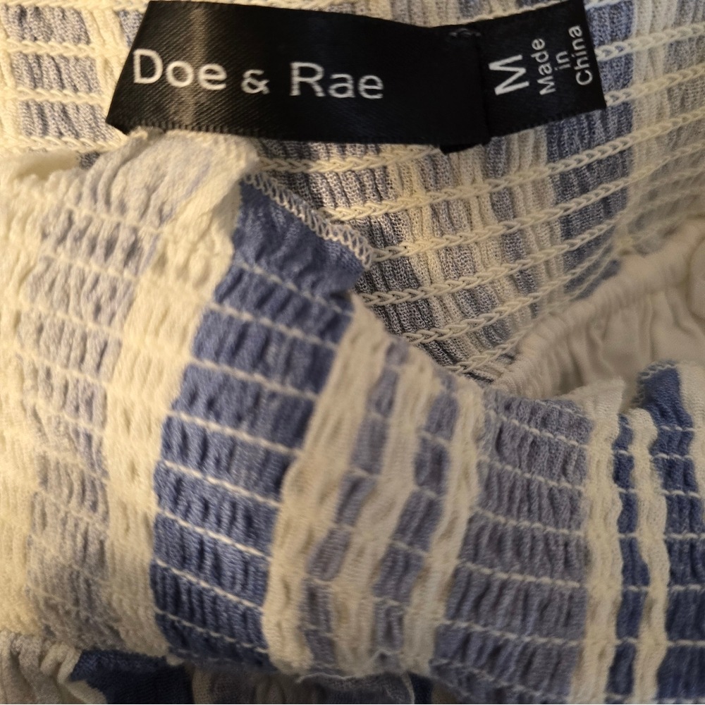 Doe & Rae Blue and White Ruffle Mini Skirt Women's Medium - Picture 4 of 6